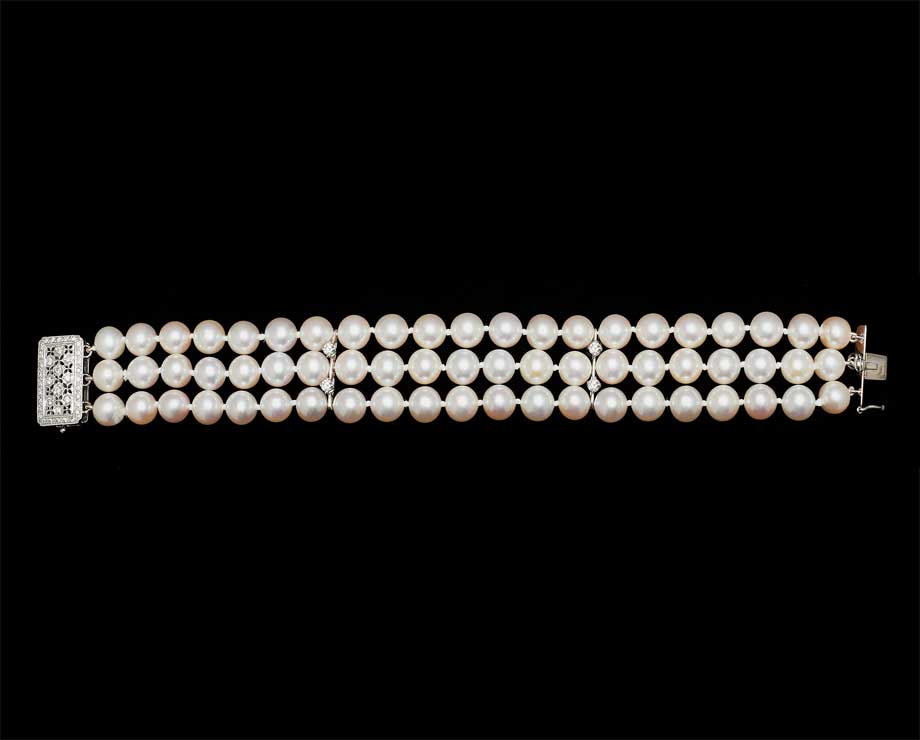 Triple Strand 7mm Pearl Bracelet