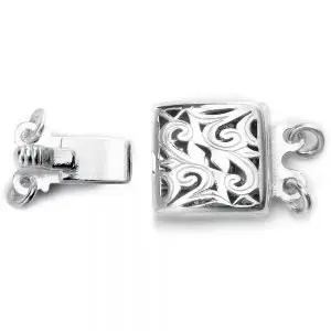 Sterling Silver double strand swirl box clasp