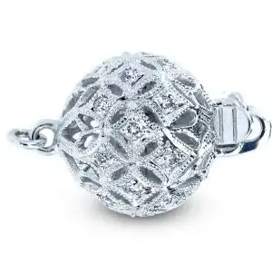 Large Filigree Diamond Ball Necklace Clasp